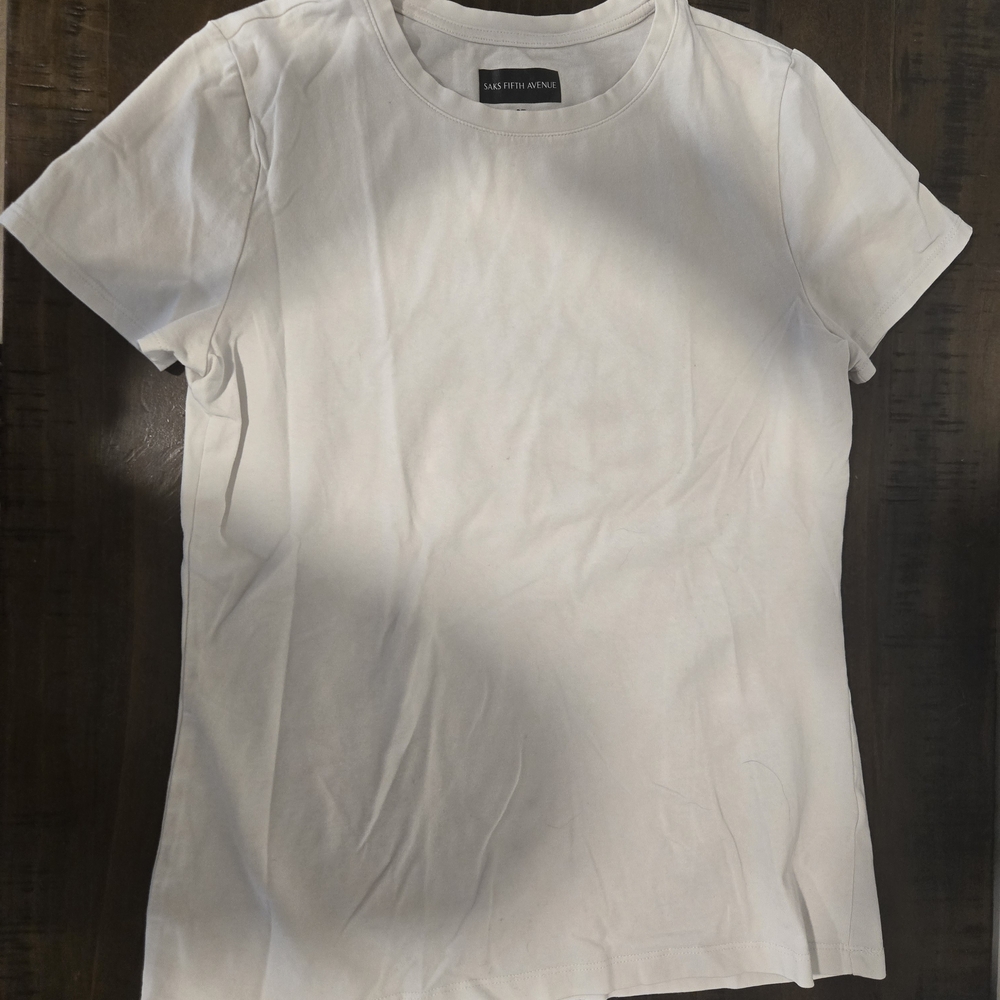 Saks Fifth Avenue Cream Short Sleeve Tee